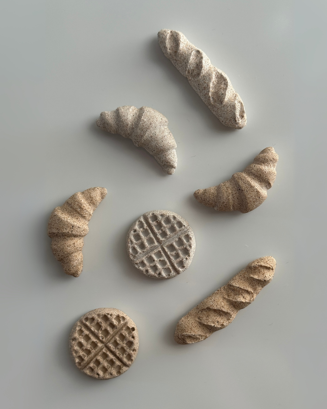 food magnets, bakery magnets for fridge, cute fridge magnets, baguette croissant waffle magnets, unique kitchen magnets, decorative food magnets, fun home decor for kitchen, mini baguette magnet, croissant shaped magnet, waffle fridge magnet, cute home office magnets, high-quality concrete fridge magnets, unique kitchen accessories, handmade food-inspired magnets, quirky fridge decor, small gift idea for food lovers, artisanal magnets for home, creative kitchen decor, ginaladeco