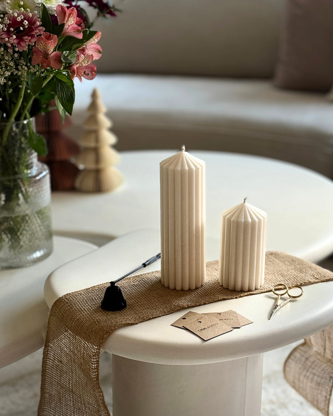 RIBBED PILLAR. CANDLE